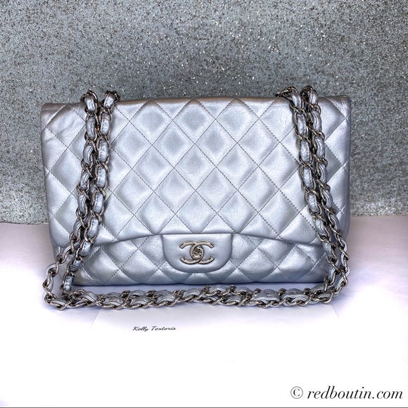 CHANEL Handbags - Chanel Jumbo single Flap bag iridescent silver